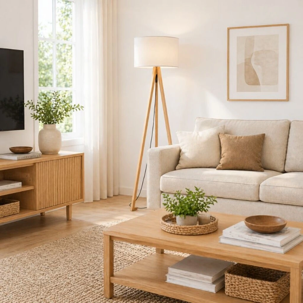 LAMPARA DE PIE CLASSIC - BLANCO/NATURAL