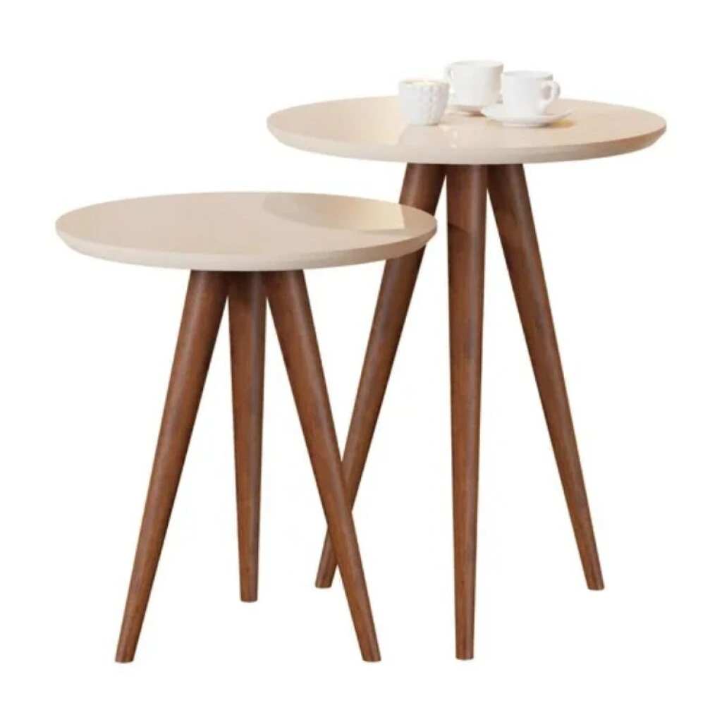 SET DE MESAS DE APOYO LUXO - OFF WHITE/NATURE
