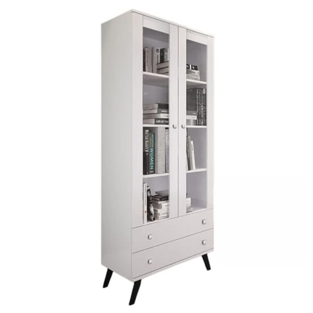 CRISTALERO RETRO 63 CM CON PUERTA DE VIDRIO - BLANCO