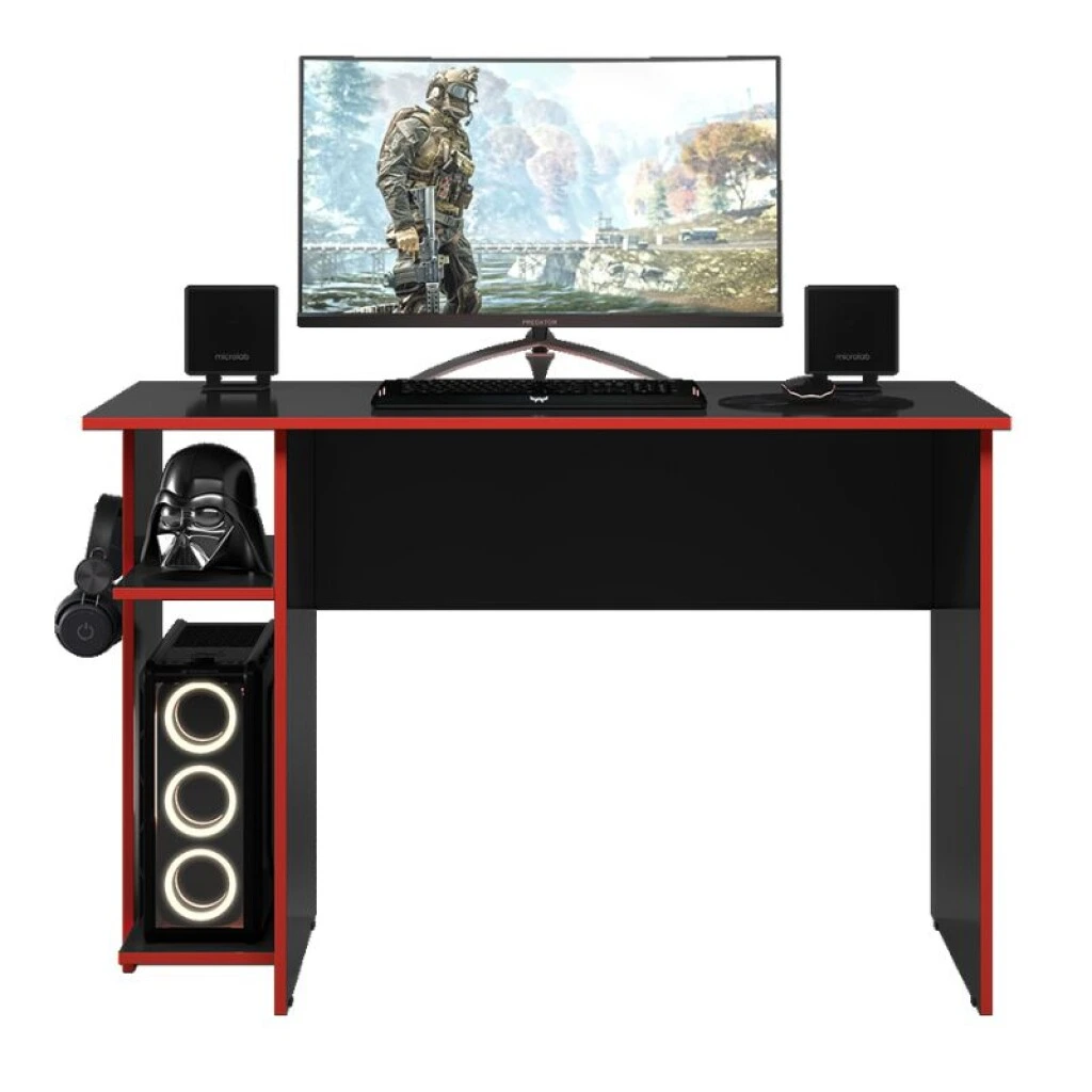 ESCRITORIO GAMER - NEGRO Y ROJO