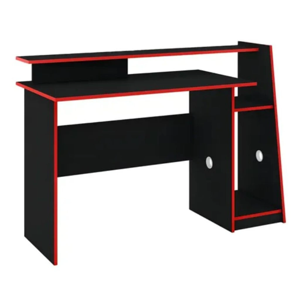 ESCRITORIO GAMER EVOLUTION - NEGRO Y ROJO