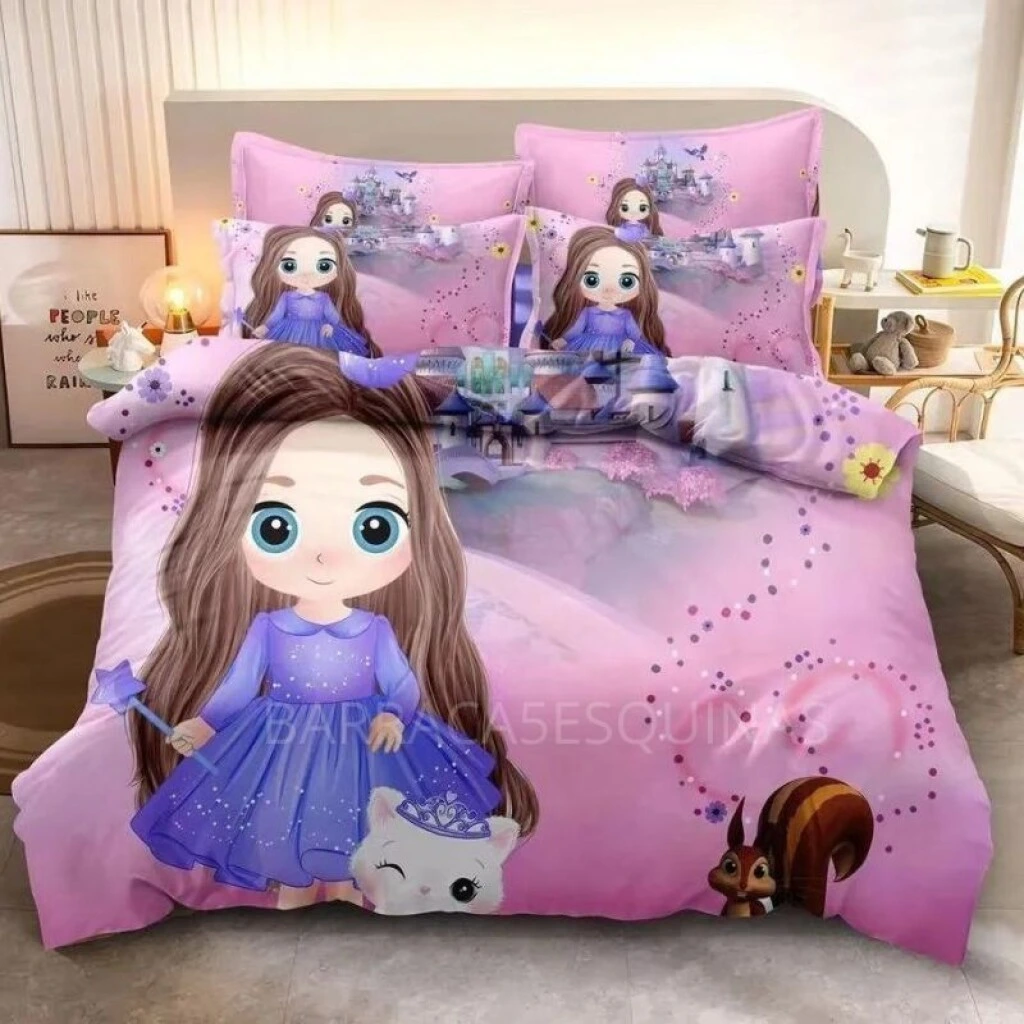 JUEGO DE CAMA INFANTIL 5 PIEZAS - HADA VIOLETA