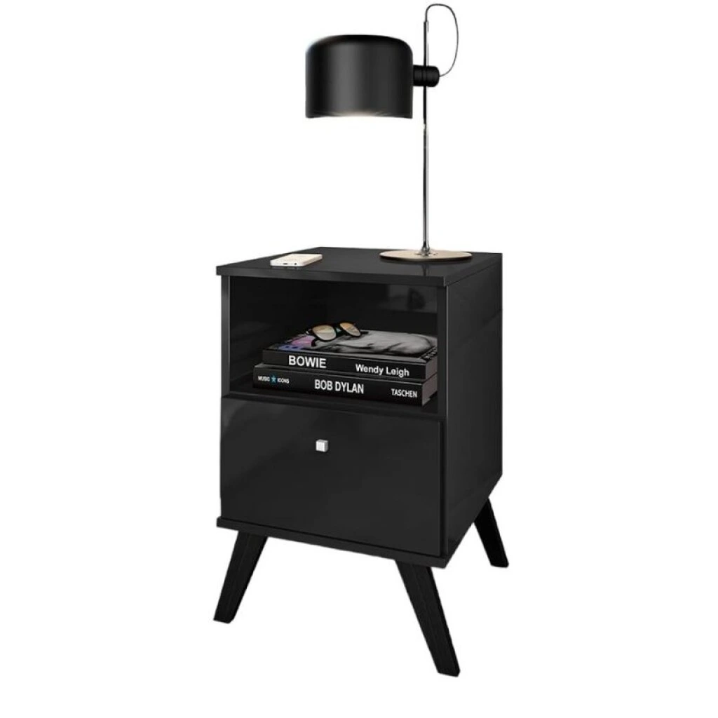MESA DE LUZ 1 CAJON - NEGRO MATE