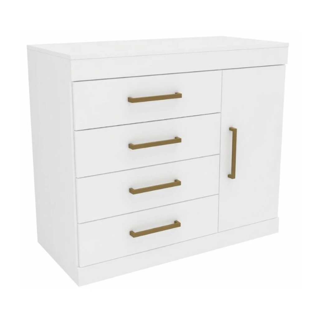 COMODA 4 CAJONES 1 PUERTA ROMENIA - BLANCA