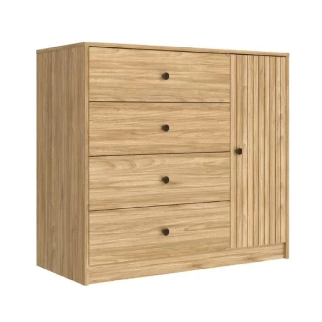 COMODA 4 CAJONES 1 PUERTA - LINEA RIPADO