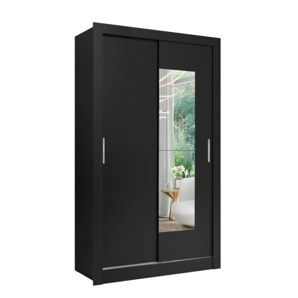 ROPERO 2 PUERTAS CORREDIZAS CON ESPEJO CITY - NEGRO