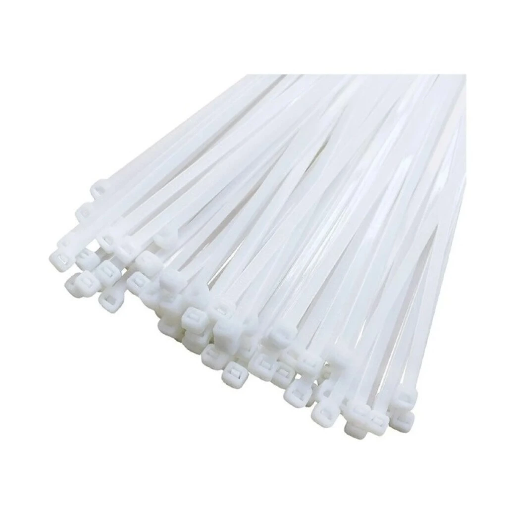 Precinto PVC Transparente/Blanco 100 Unidades - 7.2 x 400mm