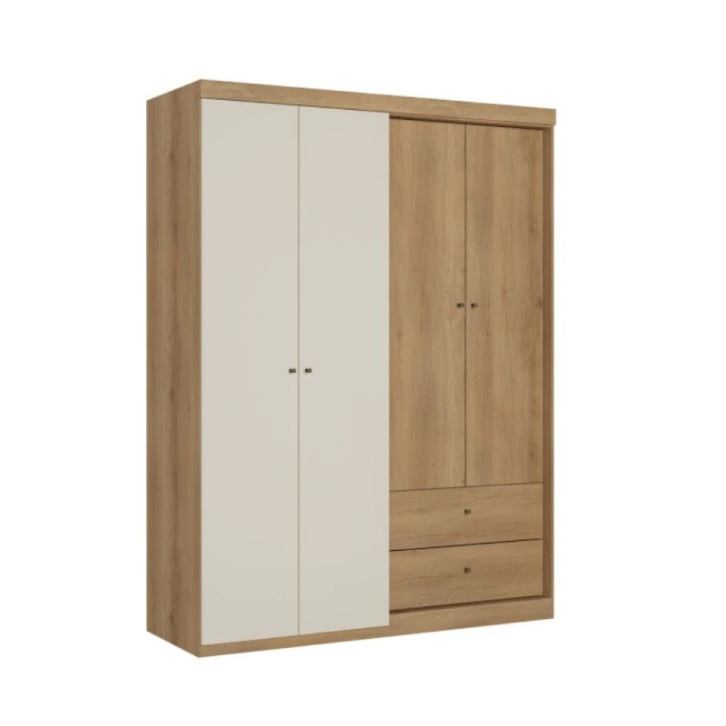 ROPERO 4 PUERTAS 2 CAJONES PRISMA - CAPUCCINO/OFF WHITE