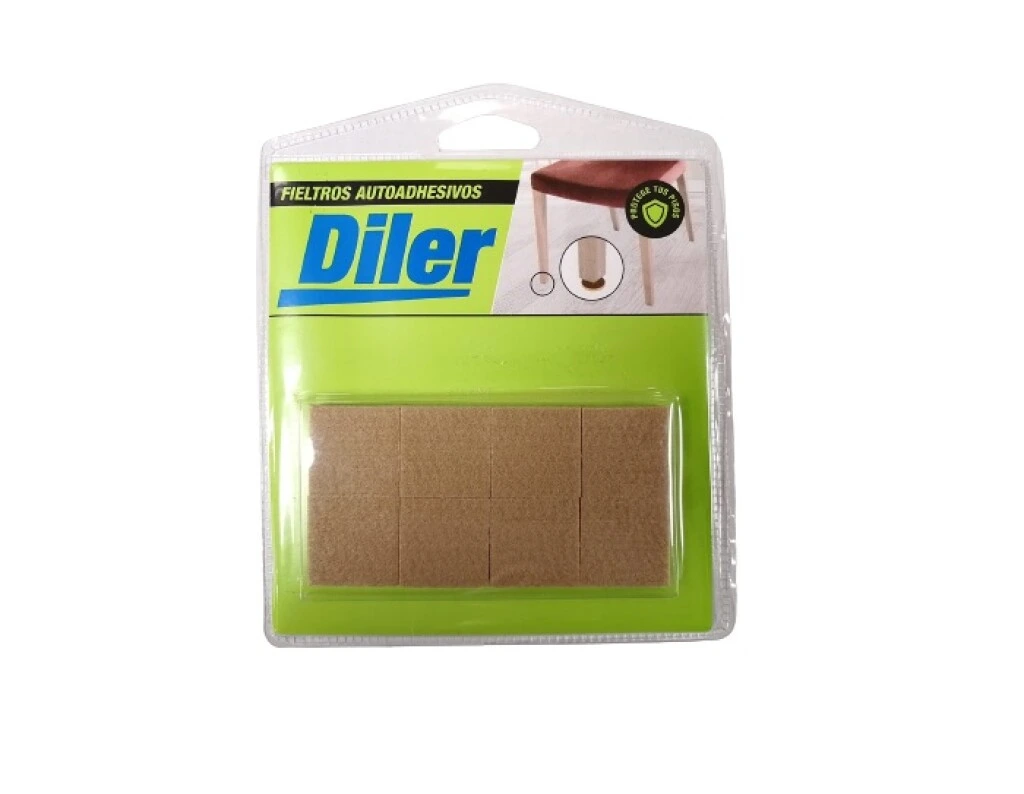 Fieltro Cuadrado Autoadhesivo 2.5x2.5cm 16 Unidades Diler