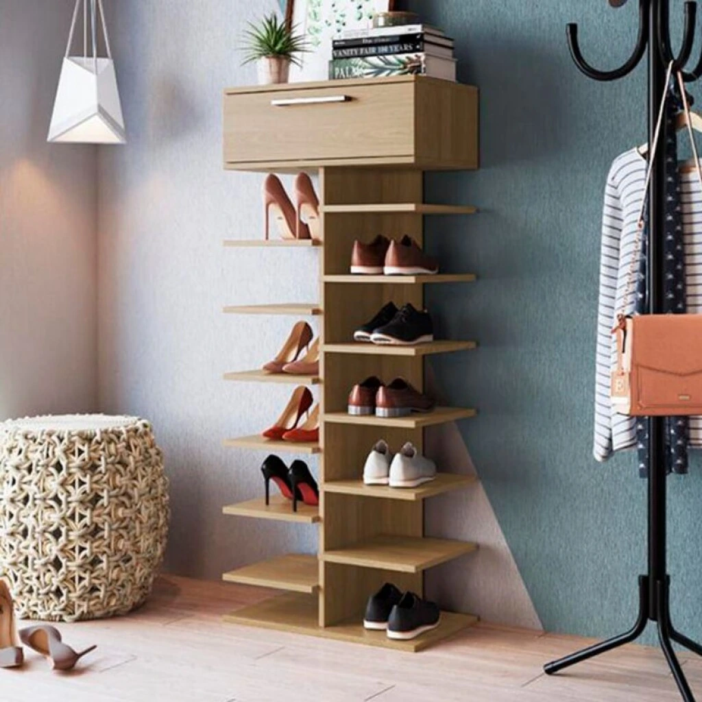 ZAPATERA DECORATIVA CON CAJON - ALMENDRA