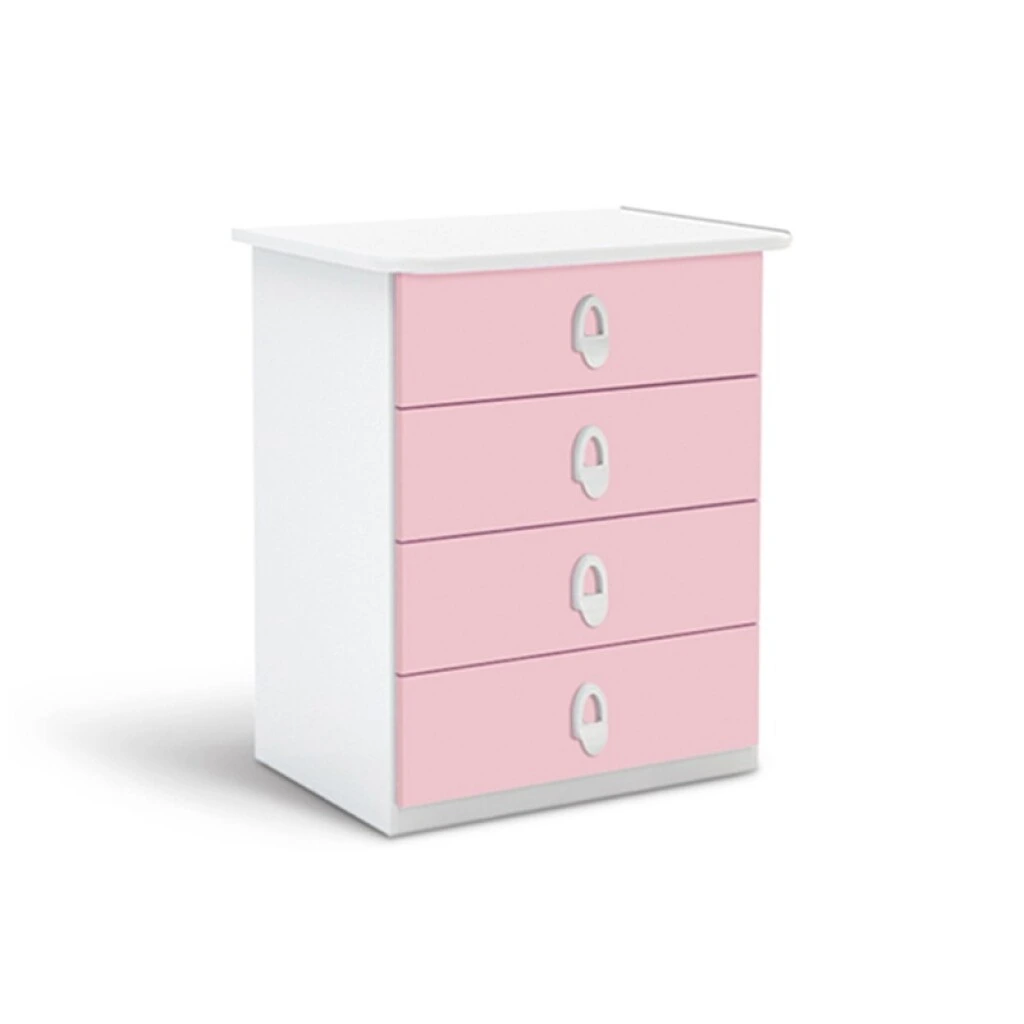 COMODA INFANTIL 4 CAJONES - BLANCO/ROSA