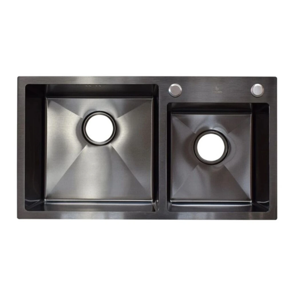 PILETA Y 1/2 DE SOBREPONER 78 X 43 X 22 + ACCESORIOS - NEGRA