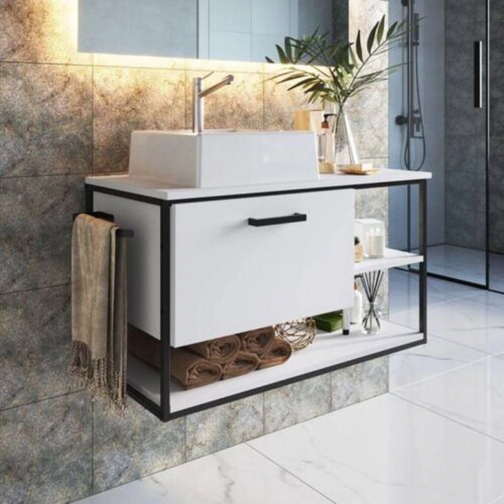 MUEBLE DE BAÑO SUSPENDIDO 80 CM S/BACHA - BLANCO