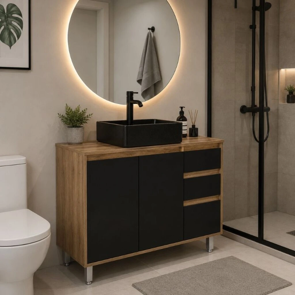 MUEBLE DE BAÑO 100 CM SIN BACHA - NEGRO