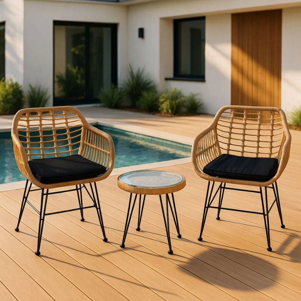 SET DE JARDIN METAL Y SIMIL RATÁN