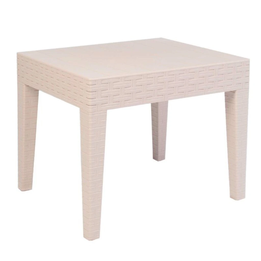 MESA ALASKA 54 X 58 CM SIMIL RATAN - CREMA
