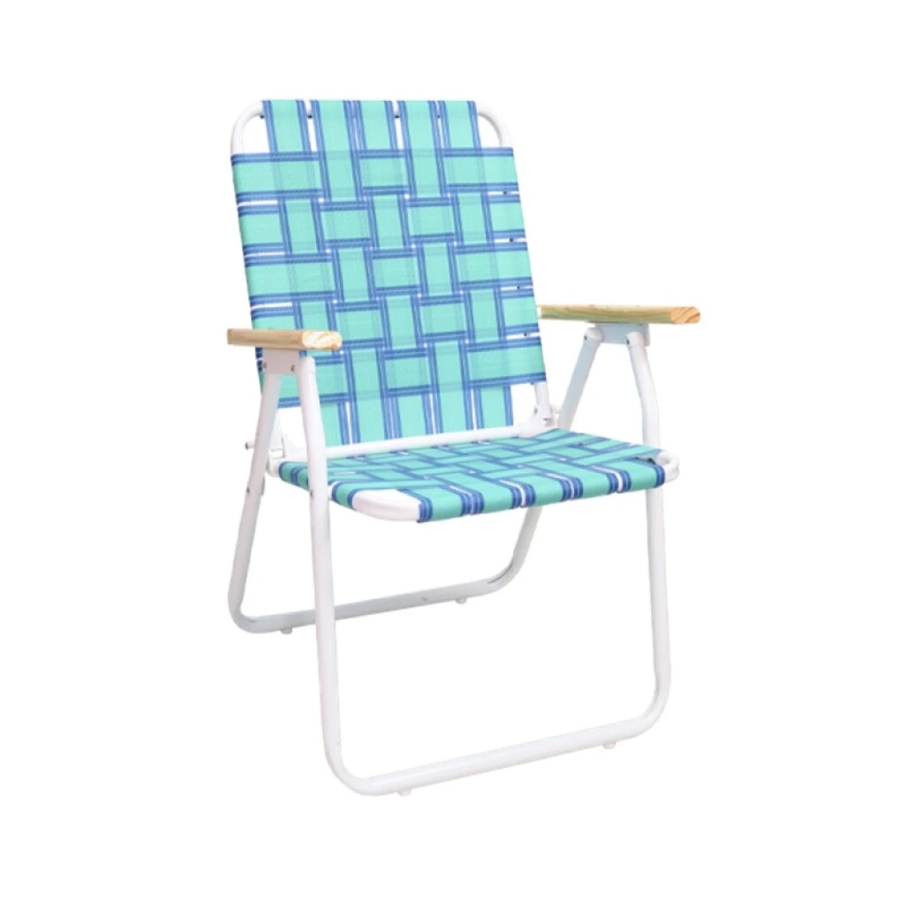SILLA PLEGABLE DE ACERO CON POSA BRAZO DE MADERA
