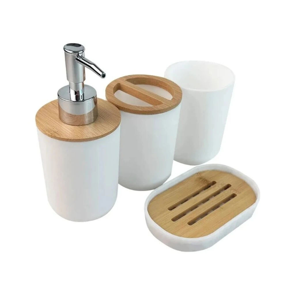SET DE ACCESORIOS PARA BAÑO 4 PIEZAS - BLANCO
