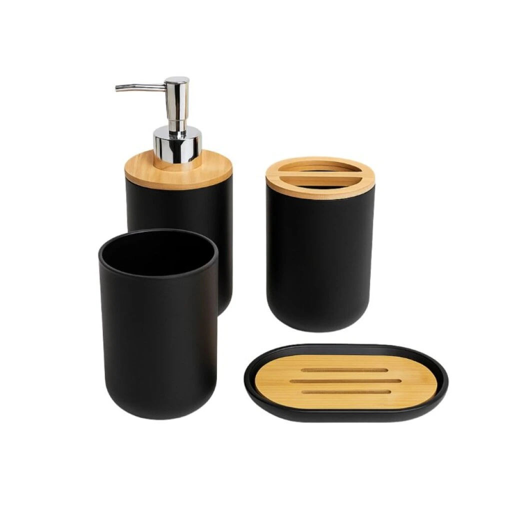 SET DE ACCESORIOS PARA BAÑO 4 PIEZAS - NEGRO