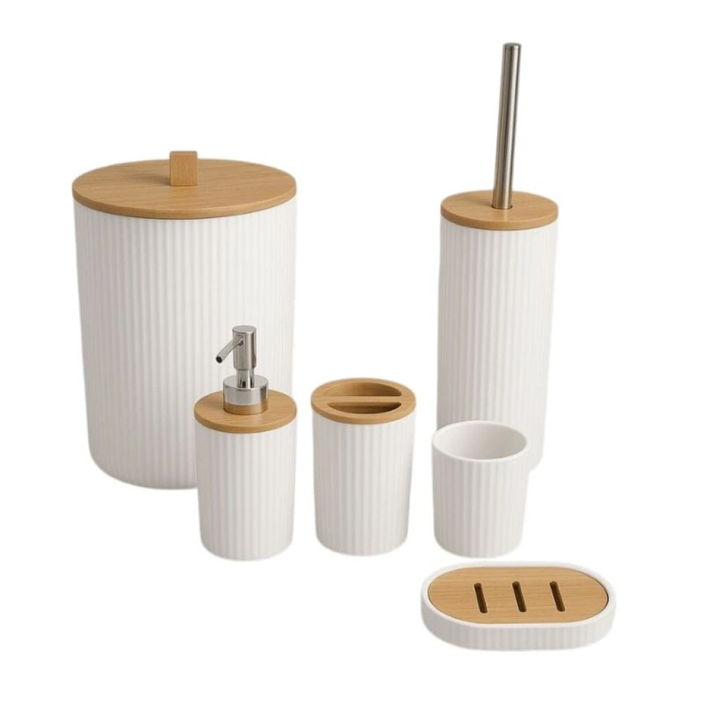 SET DE ACCESORIOS PARA BAÑO 6 PIEZAS - BLANCO