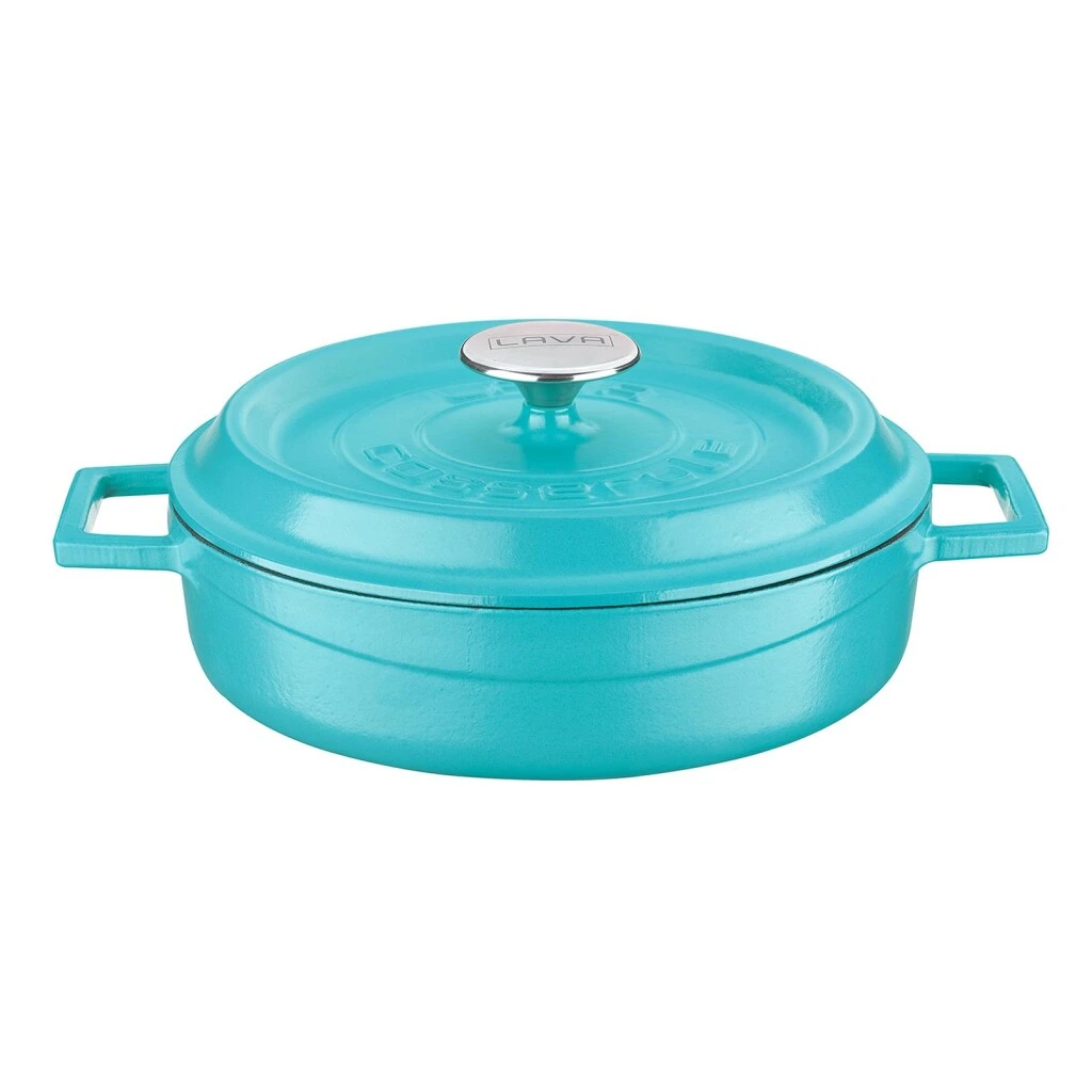 Cacerola Baja Redonda 28CM Turquesa Lavacast