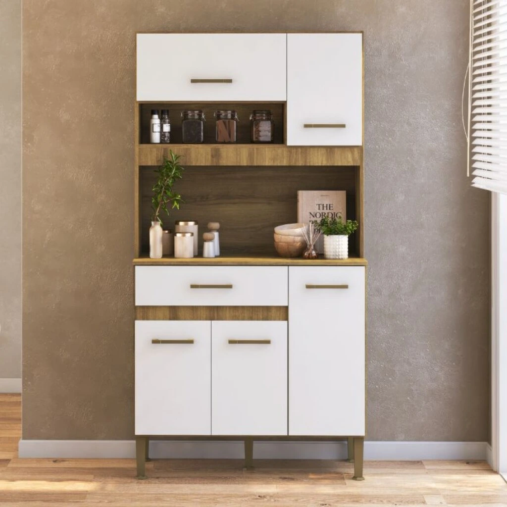 KIT COCINA MACAU 5 PUERTAS 1 CAJON - BLANCO/MIEL