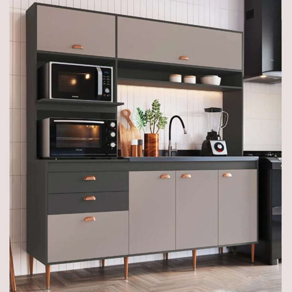 COCINA COMPACTA 1.85 MT DIVA - CANELA/GRAFITO