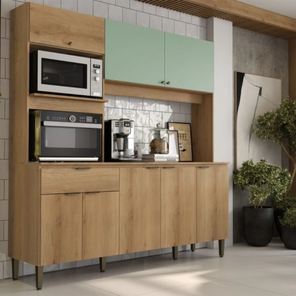 COCINA COMPACTA FLORIDA 1.85 MT 8 PUERTAS - CAPUCCINO/MENTA