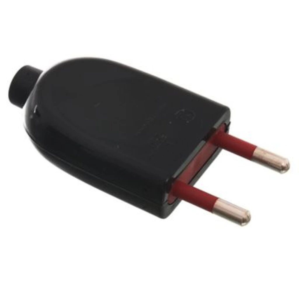 Ficha 2 patas 10A Negra Contactum