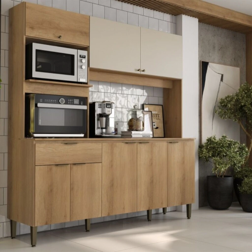 COCINA COMPACTA FLORIDA 1.85 MT 8 PUERTAS - CAPUCCINO/OFF WHITE