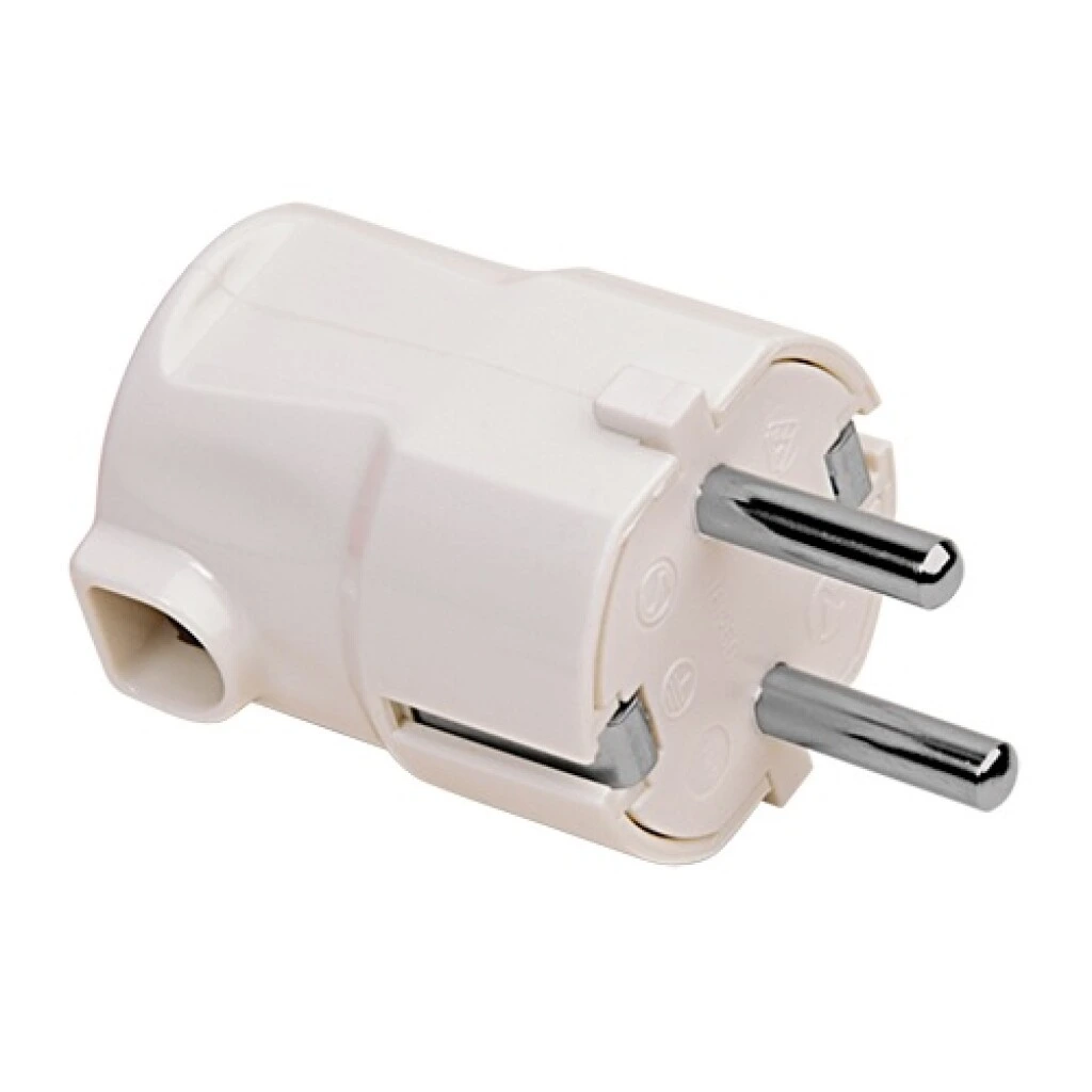 Ficha Schuko 2 patas + tierra Salida Lateral 16A Blanca Contactum