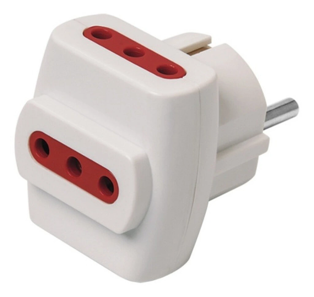 Ficha Derivador Schuko + 3 Modulares Contactum