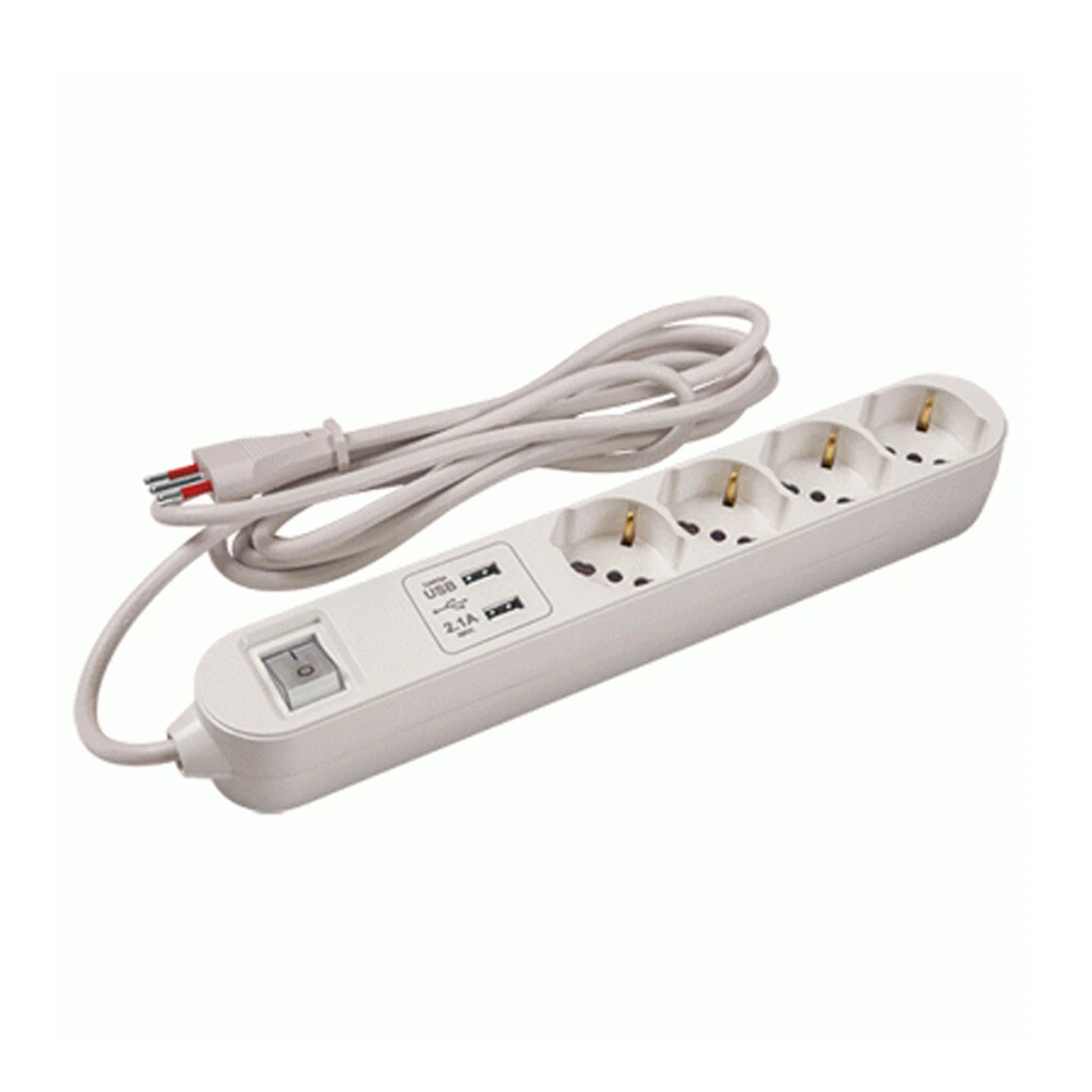 Zapatilla con 4 Schuko / 2 módulos USB Contactum