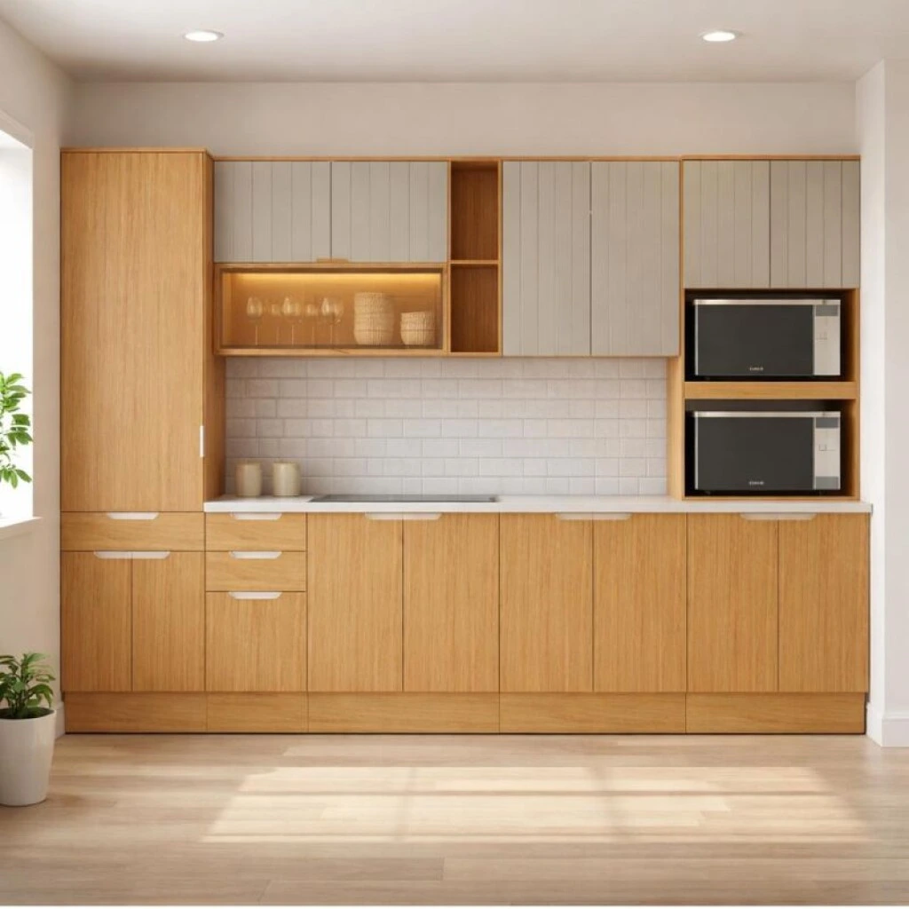 COCINA MODULADA 3.30 MT CEDRO/SALVIA - ALMA