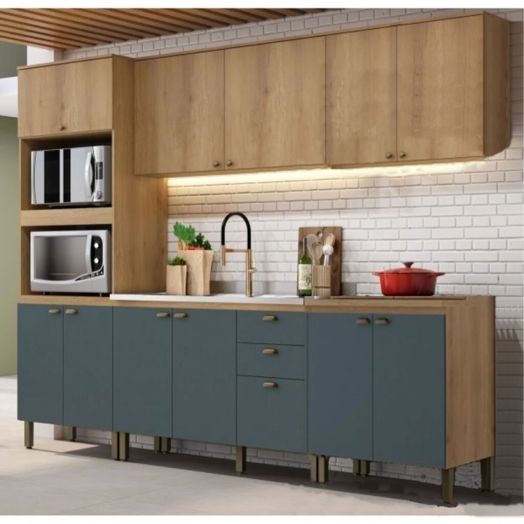 COCINA MODULADA 2,71 MT CAPUCCINO/AZUL - FINESSE