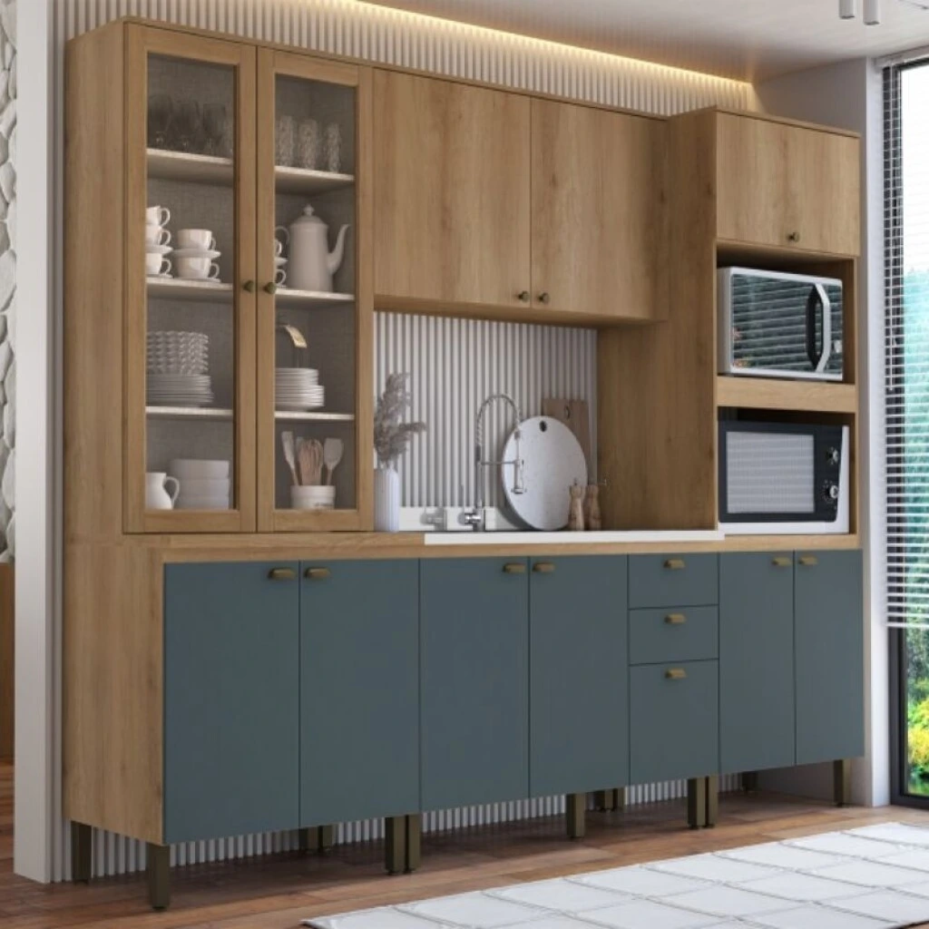 COCINA MODULADA 2,71 MT CAPUCCINO/AZUL - FINESSE
