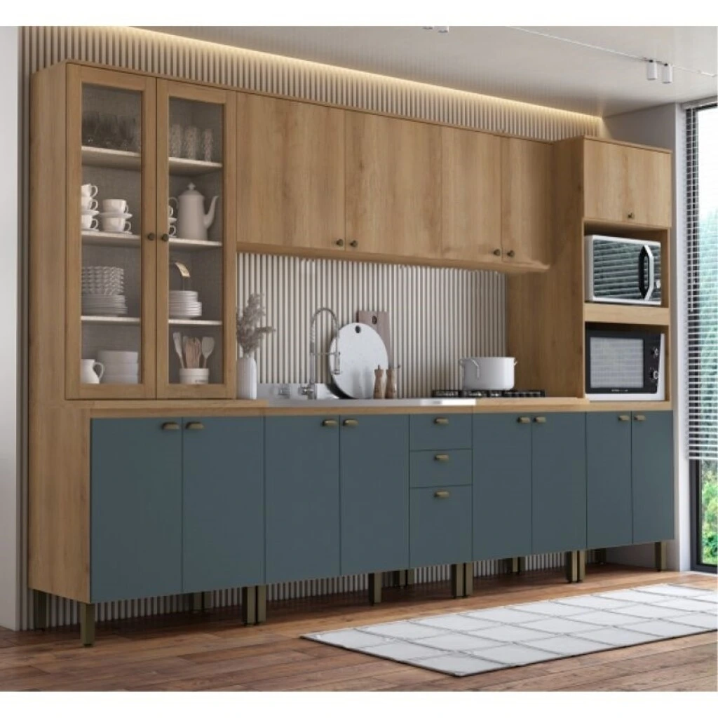 COCINA MODULADA 3,51 MT CAPUCCINO/AZUL - FINESSE