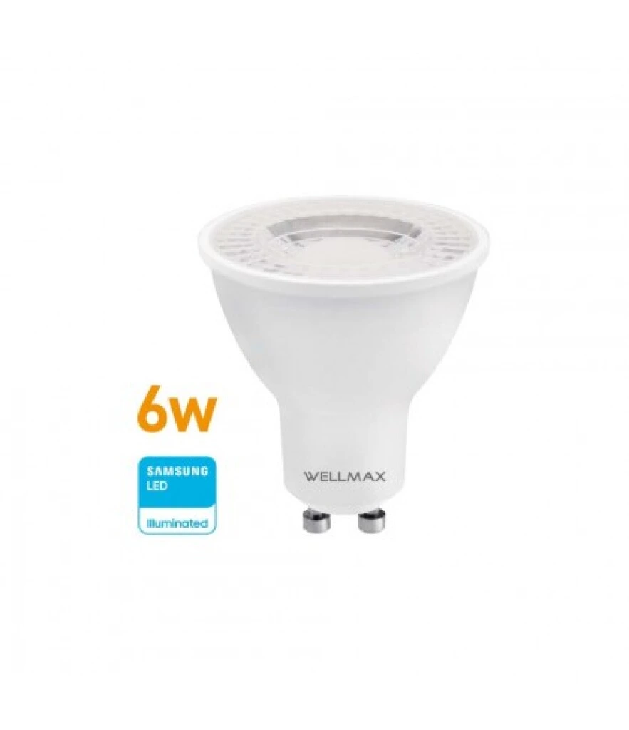 Lampara Led Dicroica GU10 - 6W Luz Cálida Wellmax