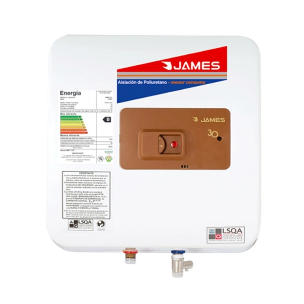 TERMOTANQUE DE COBRE 30 Lts. JAMES
