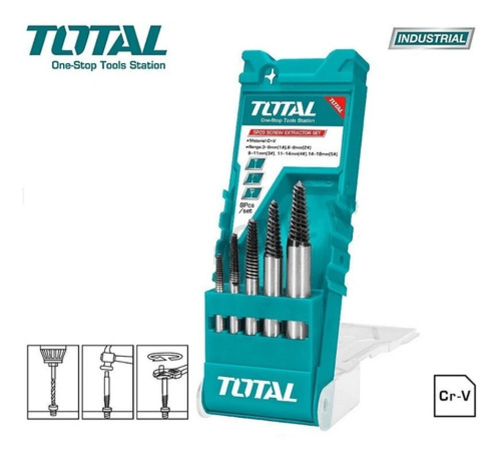 Extractor de Tornillos Kit de 5 Piezas Total