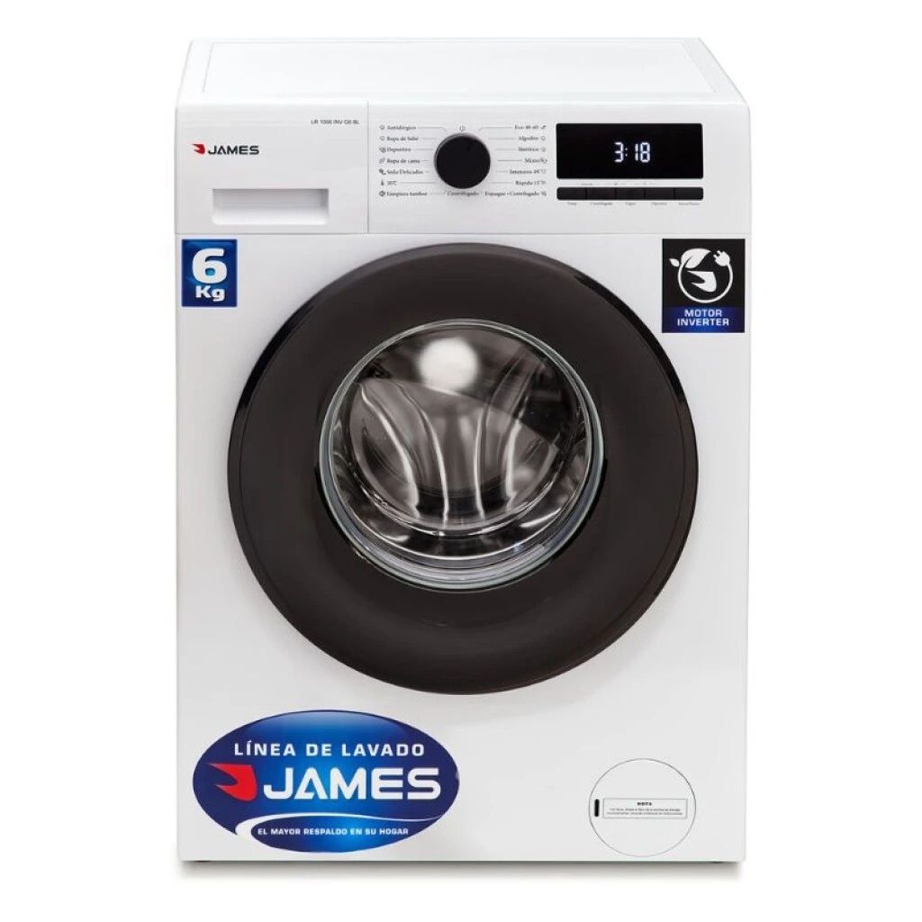 LAVARROPAS JAMES CARGA FRONTAL 6 KG INVERTER - LR 1006 G6 BL