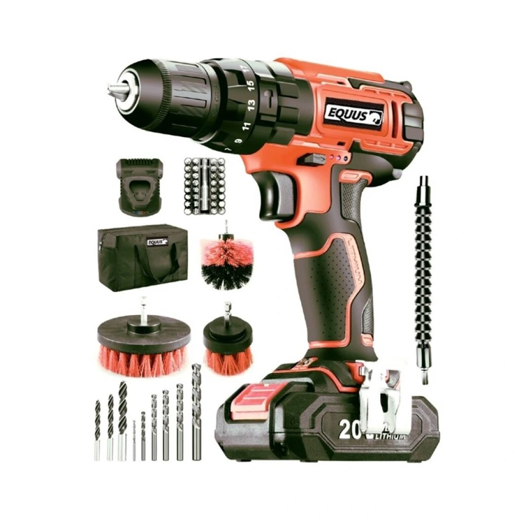 TALADRO ATORNILLADOR EQUUS INALAMBRICO 20V - CON BOLSO Y ACCESORIOS