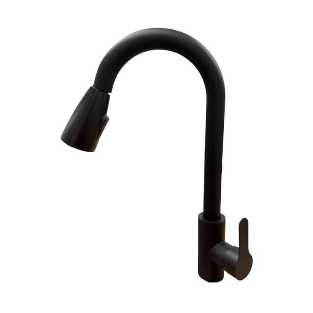 MEZCLADORA PARA MESADA DE ACERO NEGRO MATE - ROSETA EXTRAIBLE
