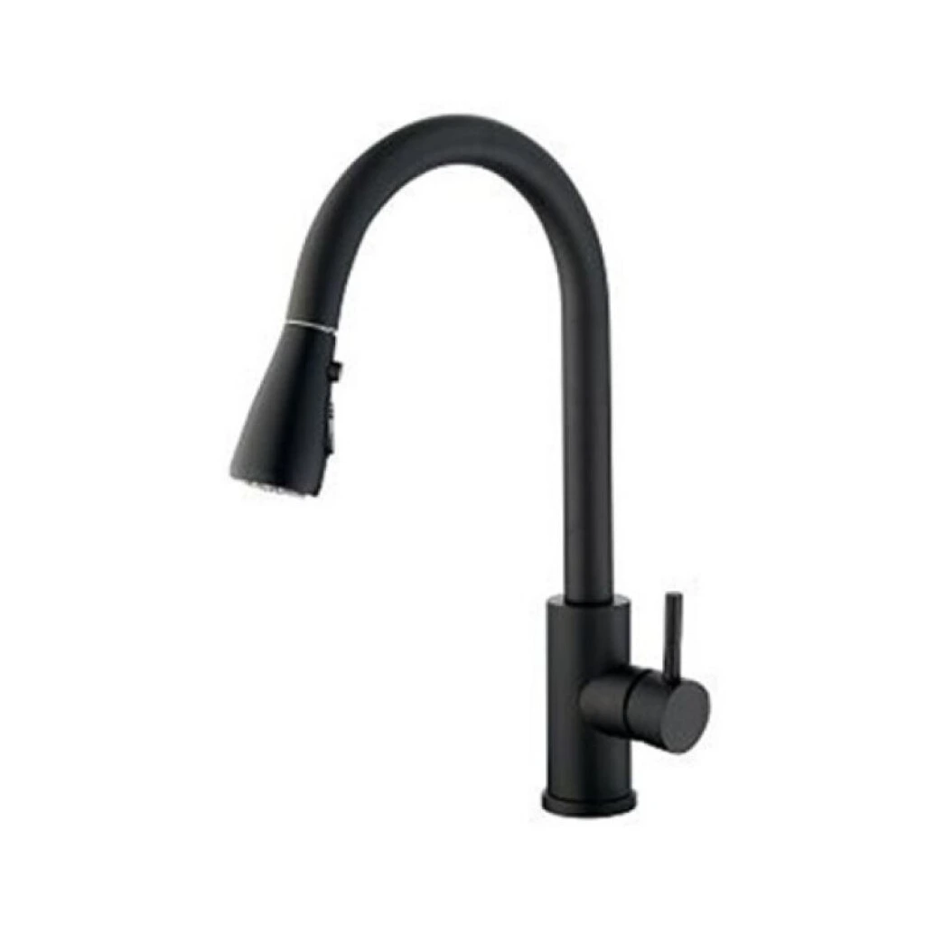 MEZCLADORA PARA MESADA DE ACERO NEGRO MATE - ROSETA EXTRAIBLE