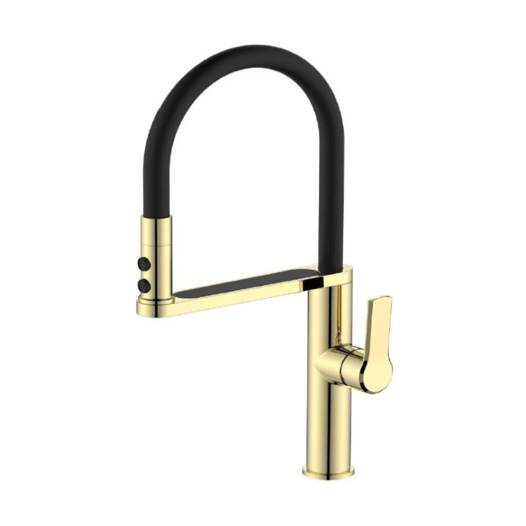 GRIFERIA PARA MESADA PICO DE GOMA - DORADO/NEGRO