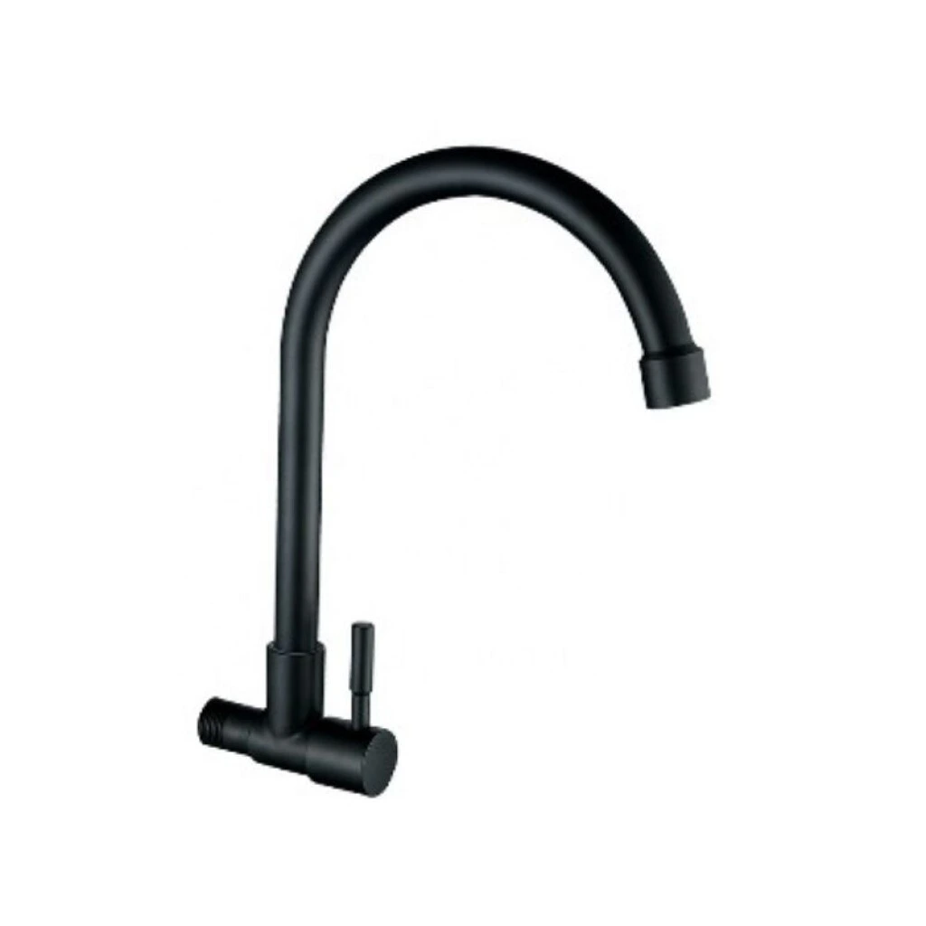GRIFO DE PARED ACERO INOX NEGRO PICO CISNE