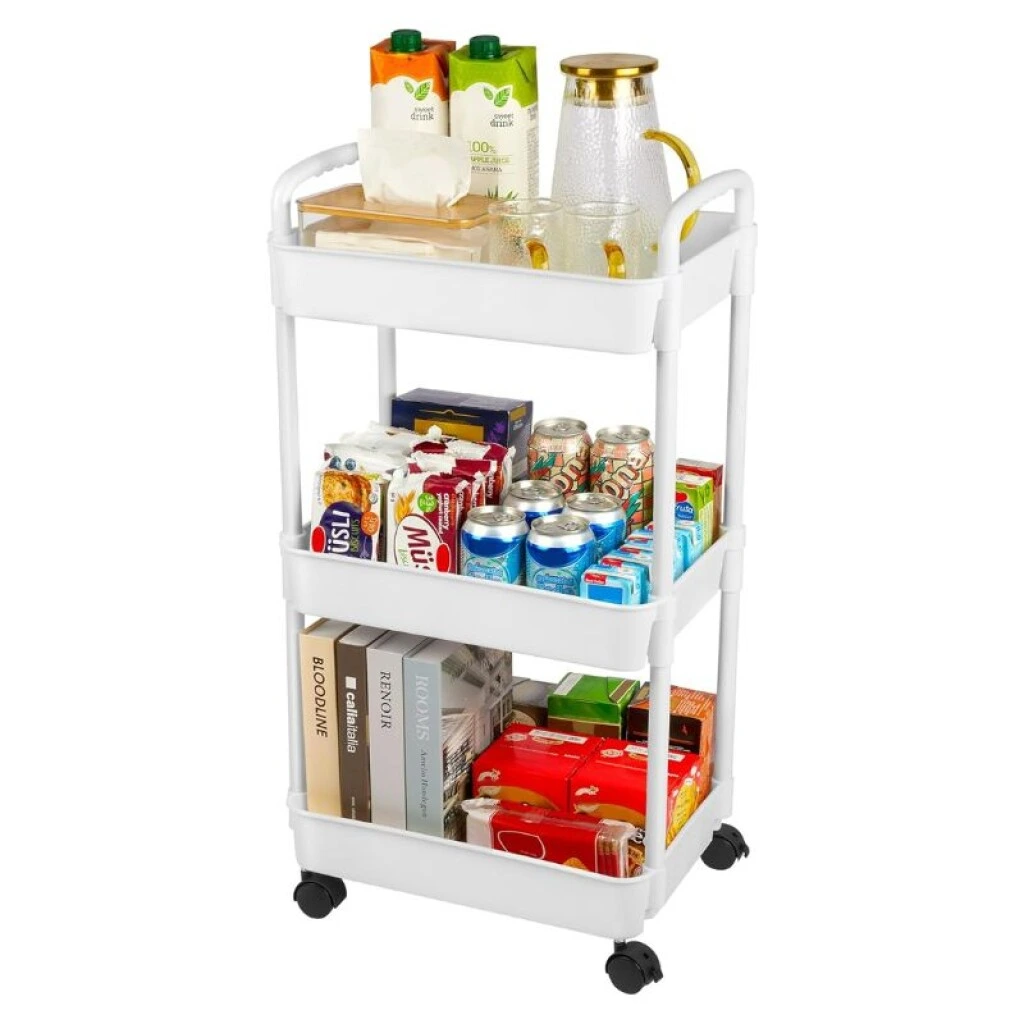 CARRITO ORGANIZADOR MULTIUSO CON RUEDAS PLASTICO - 3 NIVELES