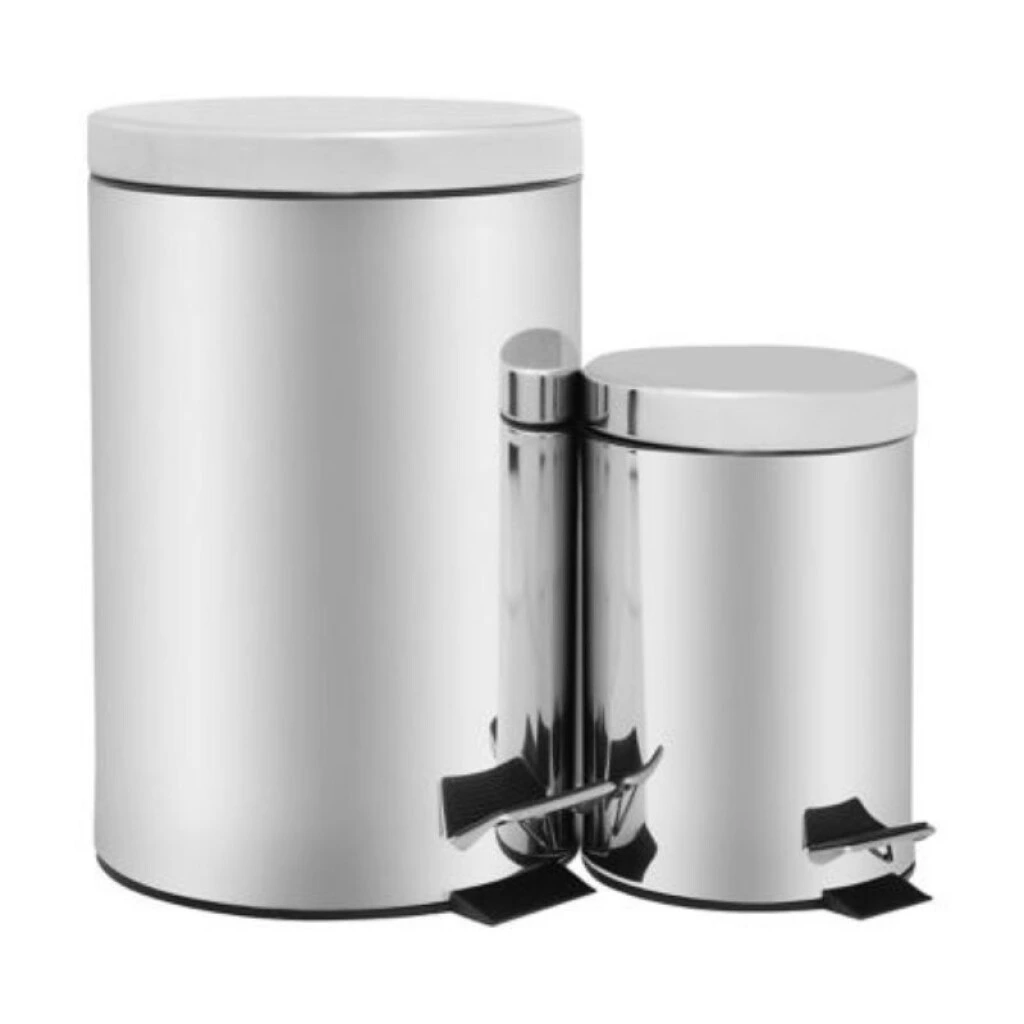 SET PAPELERAS CON PEDAL 3 Y 12 LTS - ACERO INOXIDABLE