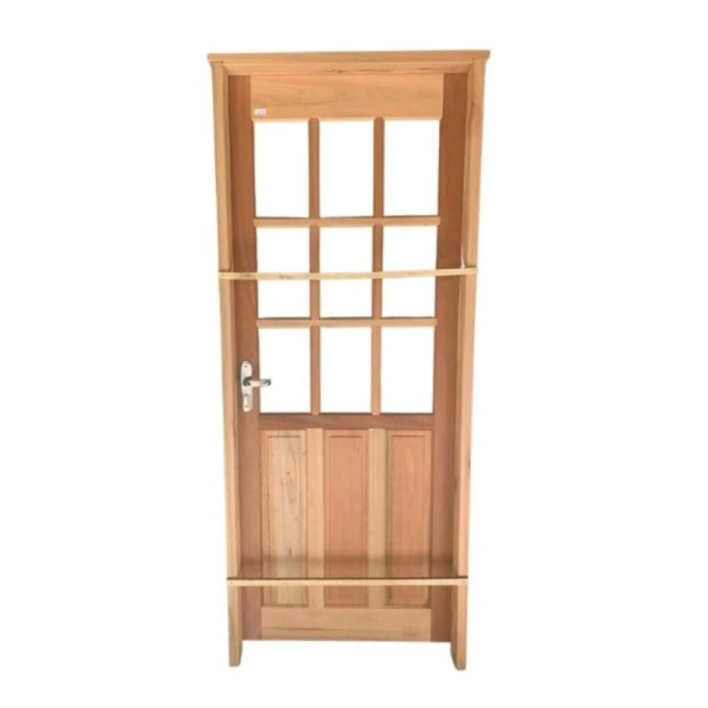 PUERTA COCINA 0,80 x 2 MT 9 VIDRIOS DE EUCALIPTO - DERECHA