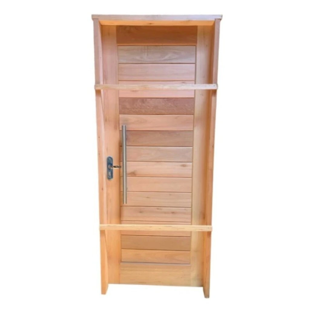 PUERTA EXTRIOR DE EUCALIPTO 2,05 X 0,85 CON BARRAL Y MANIJA - DERECHA